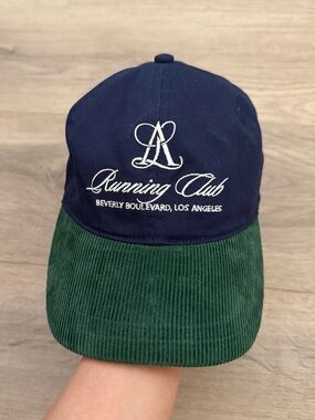 2 Toned Navy & Green Cotton Baseball Cap